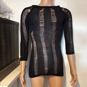 Black Sheer Knit Top